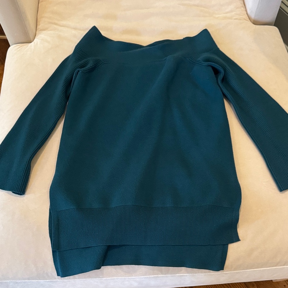 Anthropologie Teal Off-Shoulder Women's Sweater